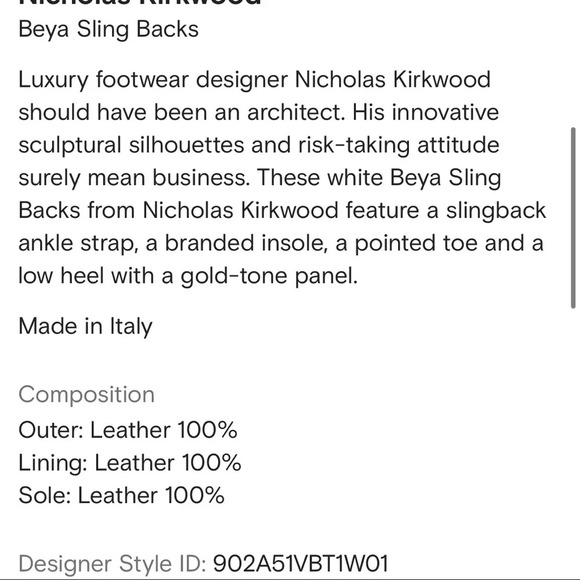 New in Box Nicholas Kirkwood Beya Textured-leather Slingback Flats In White$540 - Picture 11 of 14